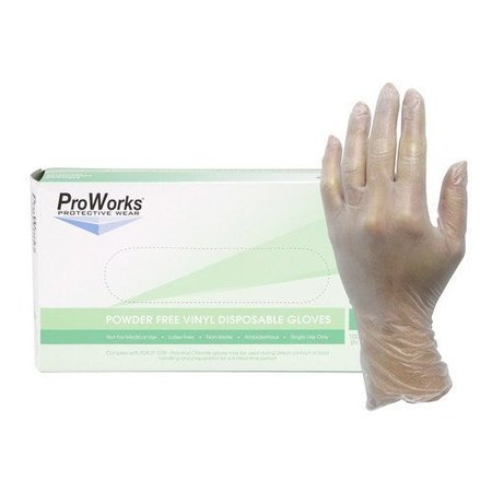 HOSPECO Vinyl Disposable Gloves, 3  mil Palm, Vinyl, Powder-Free, L, 100 PK, Clear GL-V103FL